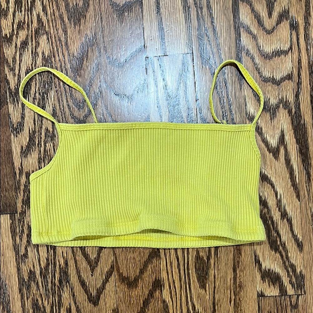 Yellow Ribbed Crop Top